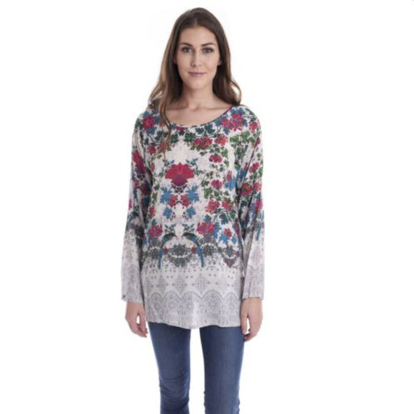 Johnny Was Nina Boxy Floral Challis Tunic sz M NEW - Picture 1 of 4